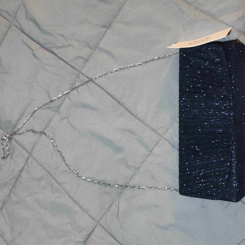Royal Blue Glitter Clutch With Detachable Chain. NWT